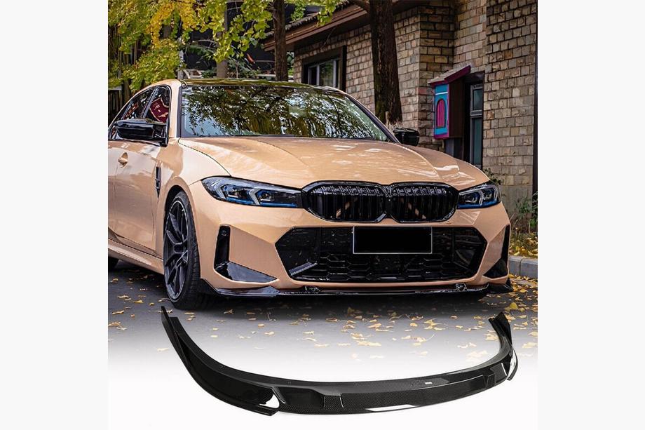 BMW 3-serien G20/G21 2018– Frontläpp till främre stötfångaren Lip V2 (för M-Sport 2022+, kolfiber) Foto 1