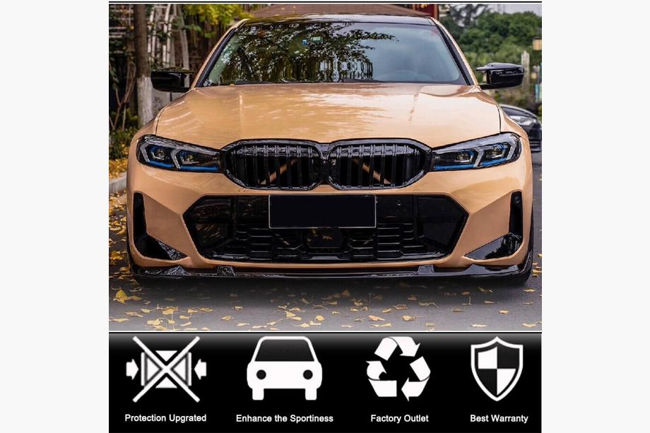 BMW 3-serien G20/G21 2018– Frontläpp till främre stötfångaren Lip V2 (för M-Sport 2022+, kolfiber) Foto 2
