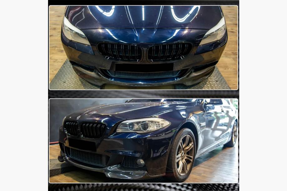 BMW 5-serien F10/F11 2010–2016 Frontläpp till stötfångare Lip V1 (för F10 M-Sport, kolfiber) Foto 3