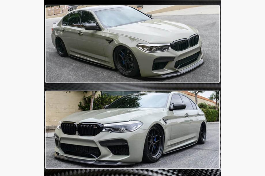BMW 5-serien G30/G31 2017–2023 Frontläpp till stötfångare Lip V3 (för M5 F90 2017-2020, kolfiber) Foto 6