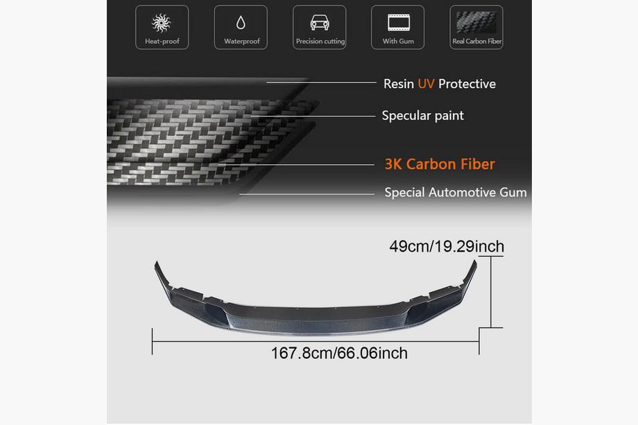 BMW 5-serien G30/G31 2017–2023 Frontläpp till stötfångare Lip V3 (för M5 F90 2017-2020, kolfiber) Foto 7