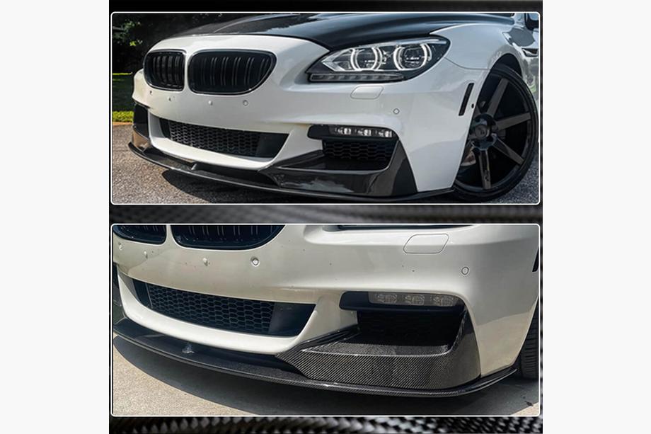 BMW 6-serien F12/F13/F06 2011–2018 Frontläpp till främre stötfångare Lip V1 (för M-Sport, kolfiber) Foto 3