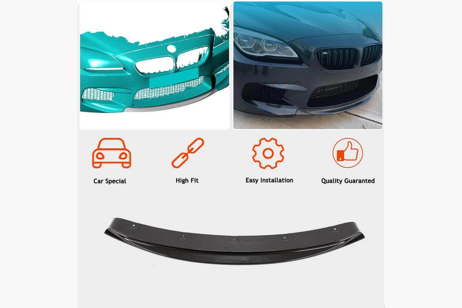 BMW 6-serien F12/F13/F06 2011–2018 Frontläpp till stötfångare Lip V2 (för M6, kolfiber) Foto 2