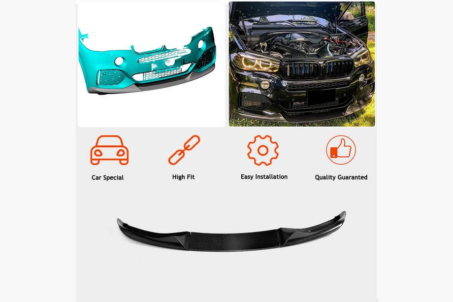 BMW X5 F15 2013–2018 Frontläpp Lip till främre stötfångare (för M-Sport, kolfiber) Foto 2