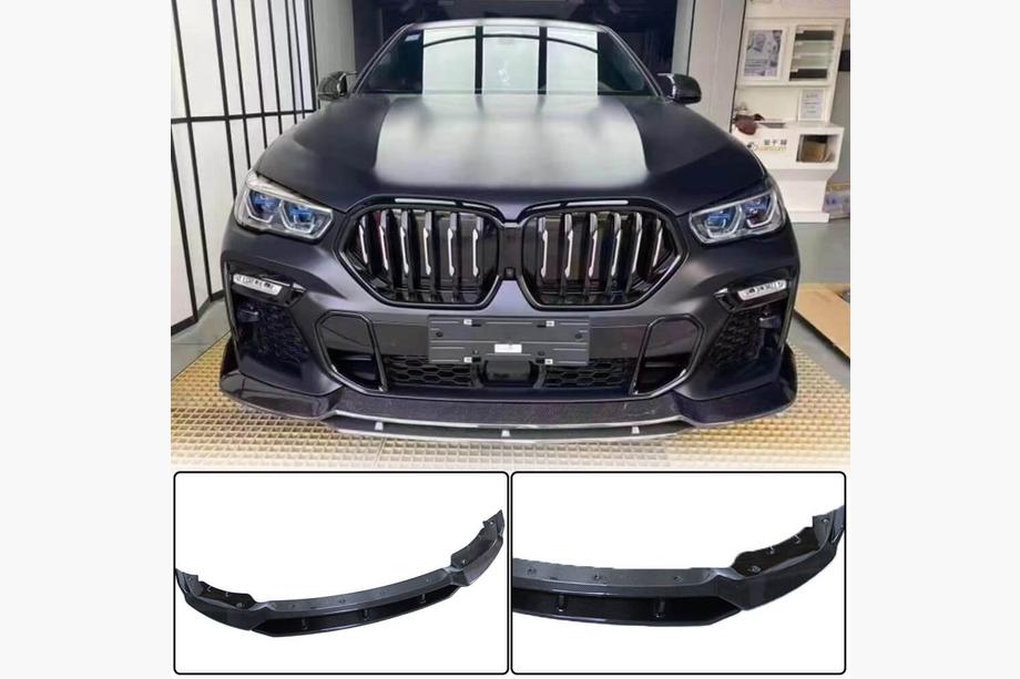 BMW X6 G06 2019–2027 Frontläpp Lip till främre stötfångare (för M-Sport 2018-2022, kolfiber) Image