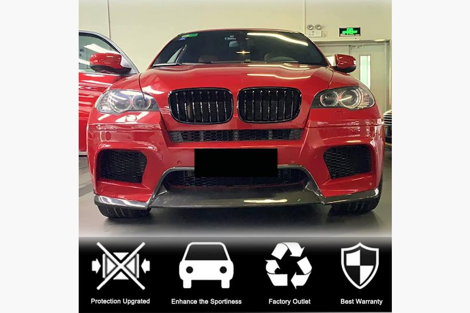 BMW X6 E71 2008–2014 Frontläpp till stötfångare Lip V2 (för X6M, kolfiber) Foto 2
