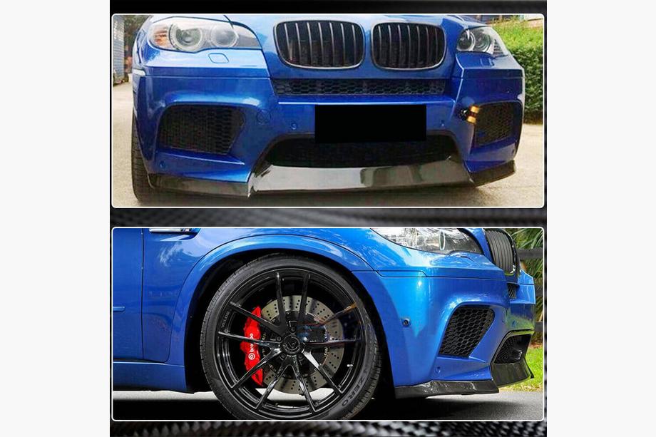 BMW X6 E71 2008–2014 Frontläpp till stötfångare Lip V2 (för X6M, kolfiber) Foto 4
