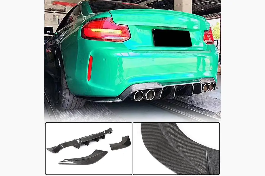BMW 2-serien F22/F23 2014–2021 Bakre stötfångardiffusor V2 (för F87 M2/M2C, kolfiber) Image