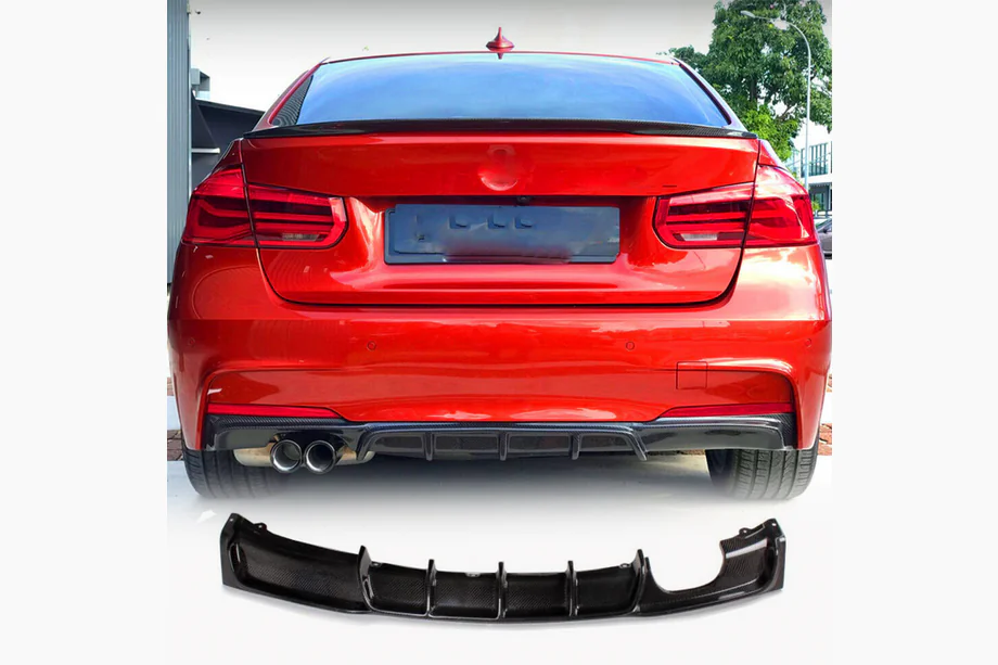 BMW 3-serien F30/F31 2012–2019 Bakre stötfångardiffusor V5 (för F30 M-Sport, kolfiber) Foto 1
