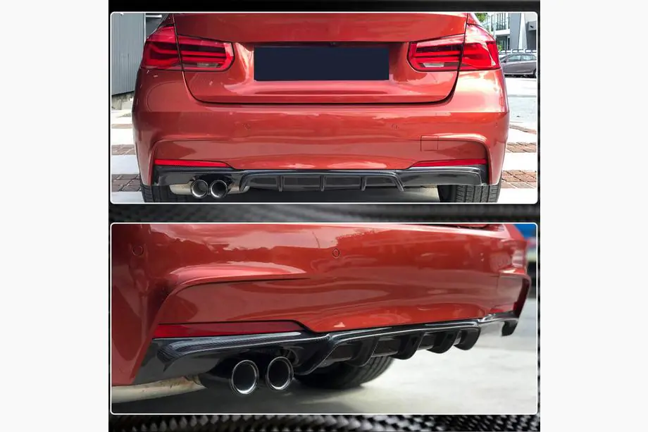 BMW 3-serien F30/F31 2012–2019 Bakre stötfångardiffusor V5 (för F30 M-Sport, kolfiber) Foto 3