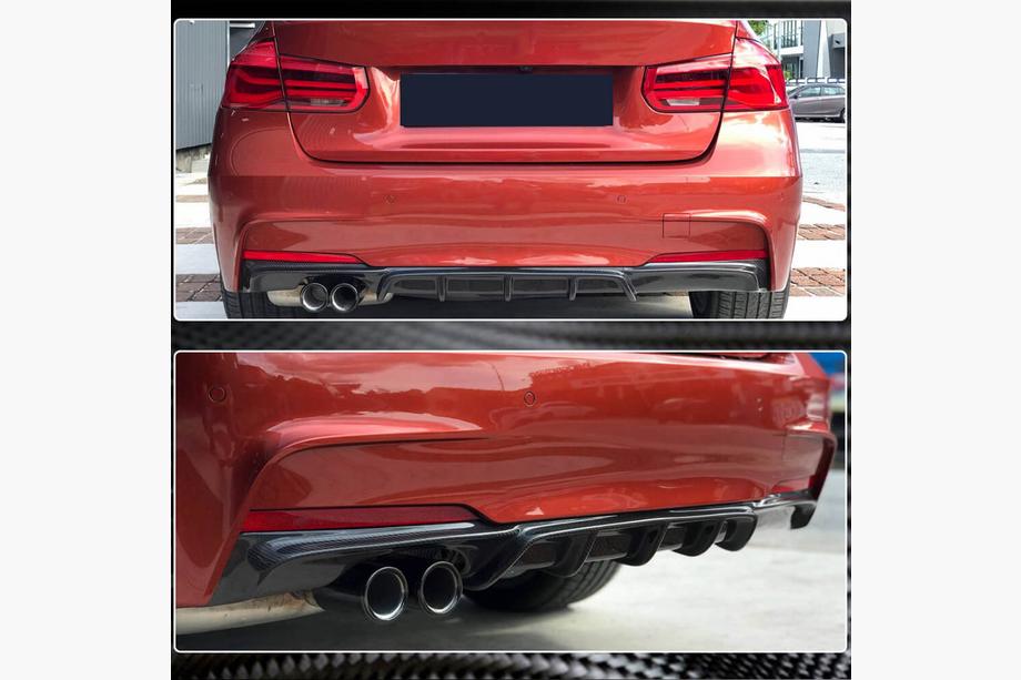 BMW 3-serien F30/F31 2012–2019 Bakre stötfångardiffuser i kolfiber V6 (för M-Sport) Foto 3