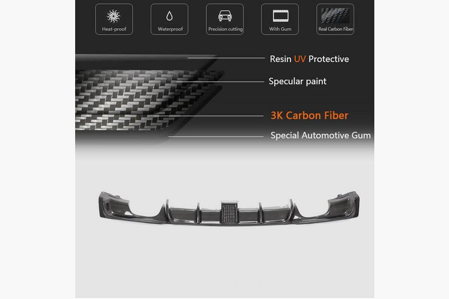 BMW 3-serien F30/F31 2012–2019 Bakre stötfångardiffusor V2 (för F30 M-Sport, kolfiber) Foto 13