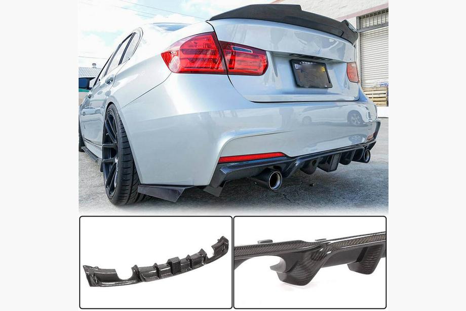 BMW 3-serien F30/F31 2012–2019 Bakre stötfångardiffusor V2 (för F30 M-Sport, kolfiber) Foto 14