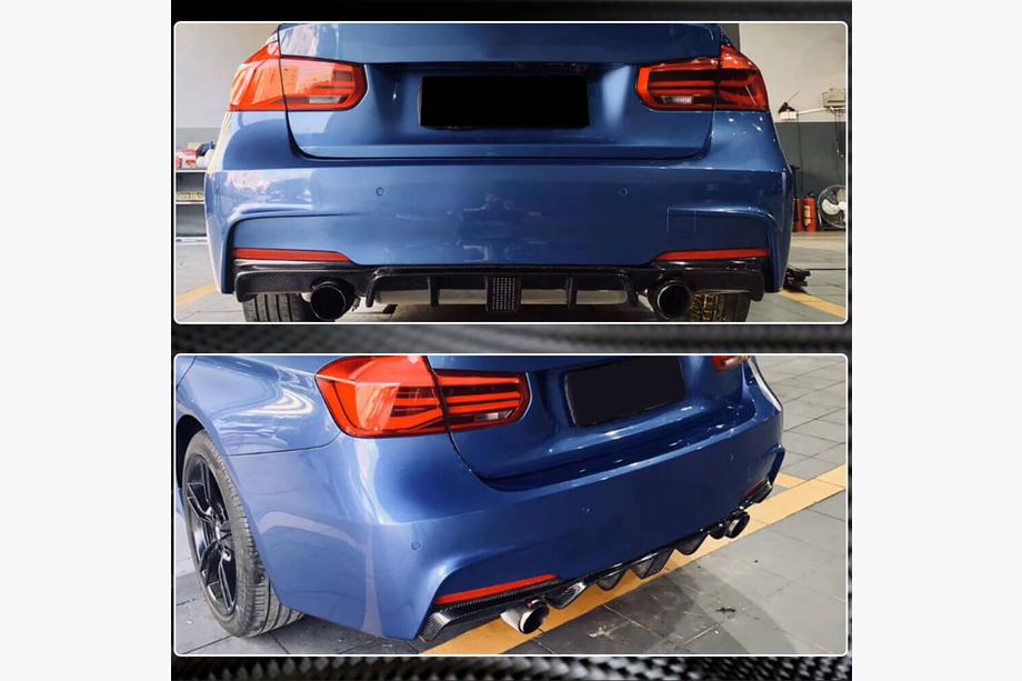 BMW 3-serien F30/F31 2012–2019 Bakre stötfångardiffusor i kolfiber V11 (för M-Sport) Foto 4