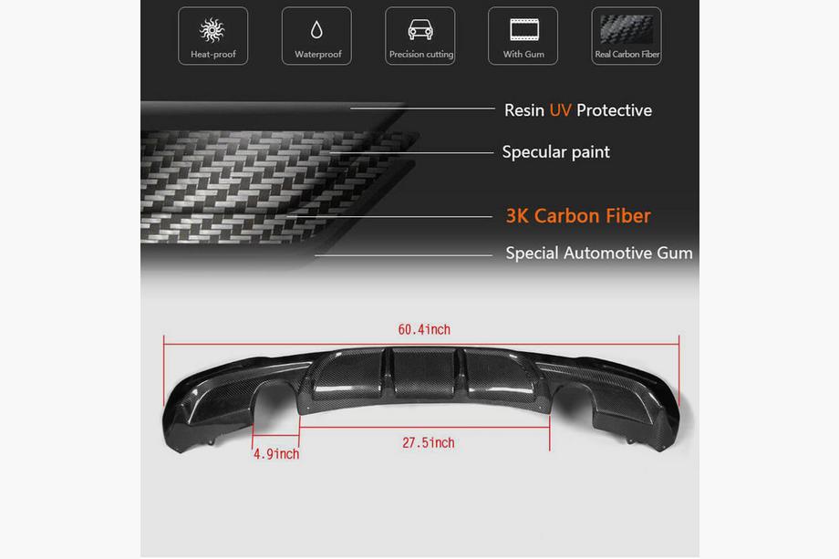 BMW 3-serie F34 2013–2020 Bakre stötfångardiffusor V2 (för M-Sport, kolfiber) Foto 6