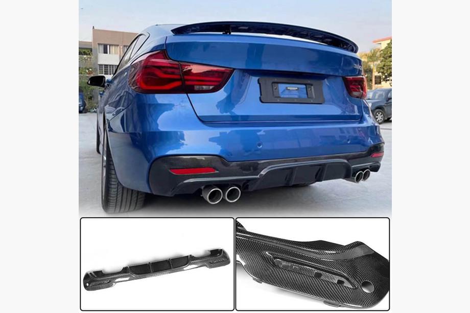 BMW 3-serie F34 2013–2020 Bakre stötfångardiffuser V4 (för M-Sport, kolfiber) Foto 1