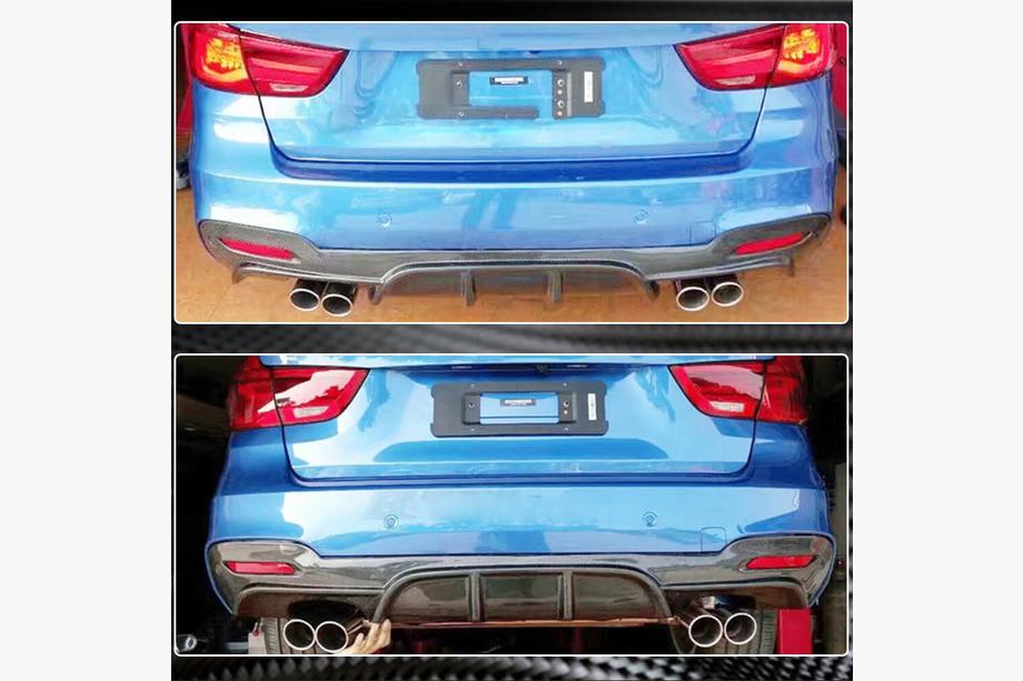 BMW 3-serie F34 2013–2020 Bakre stötfångardiffuser V4 (för M-Sport, kolfiber) Foto 4