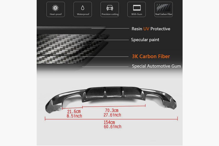 BMW 3-serie F34 2013–2020 Bakre stötfångardiffuser V4 (för M-Sport, kolfiber) Foto 5