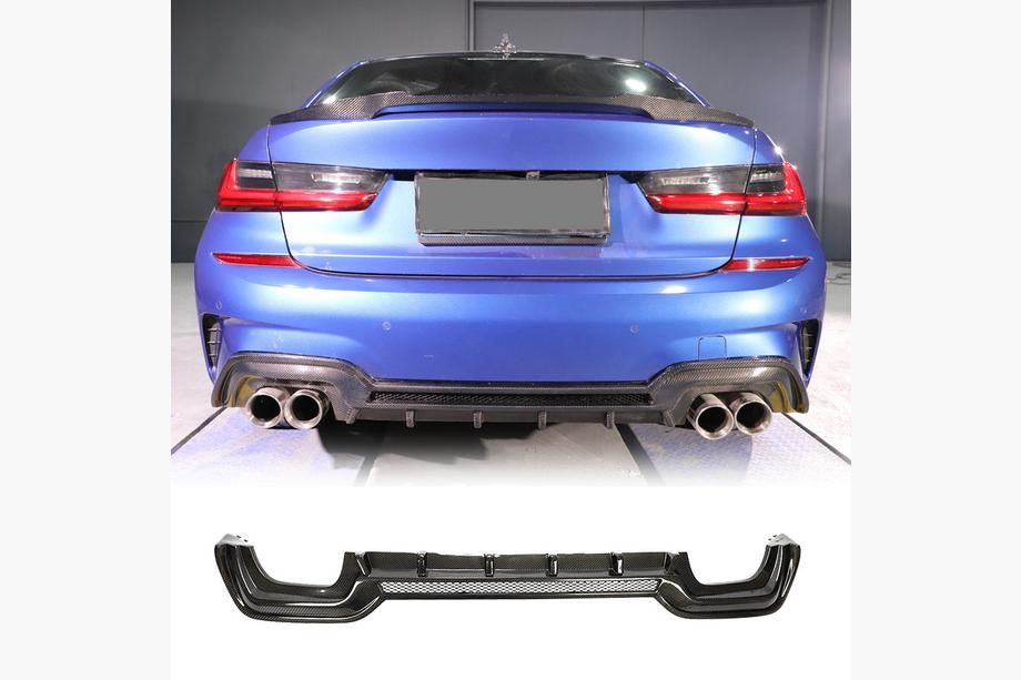 BMW 3-serien G20/G21 2018– Bakre stötfångardiffusor V2 (för M-Sport 2018-2022, kolfiber) Image