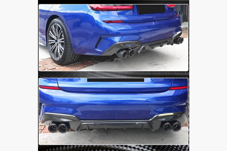 BMW 3-serien G20/G21 2018– Bakre stötfångardiffusor V7 (för M-Sport 2018-2022, kolfiber) Foto 3