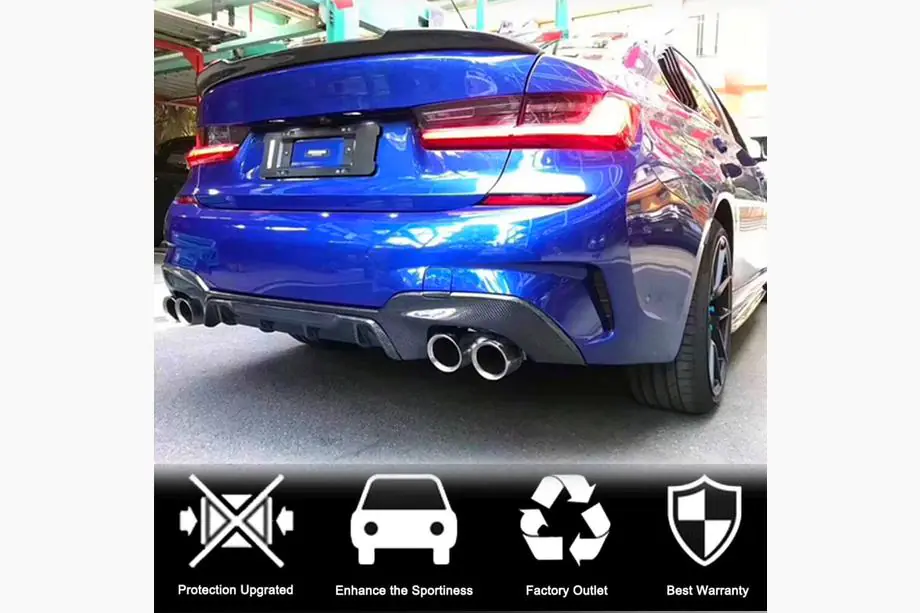 BMW 3-serien G20/G21 2018– V4 bakre stötfångardiffusor (för M-Sport 2018-2022, kolfiber) Foto 2