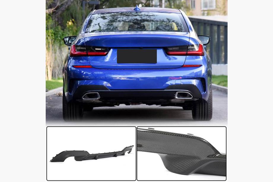 BMW 3-serien G20/G21 2018– V5 bakre stötfångardiffuser (för M-Sport 2018-2022, kolfiber) Foto 1