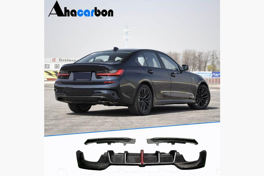 BMW 3-serien G20/G21 2018– Bakre stötfångardiffusor V3 (för M-Sport 2018-2022, kolfiber) Foto 1