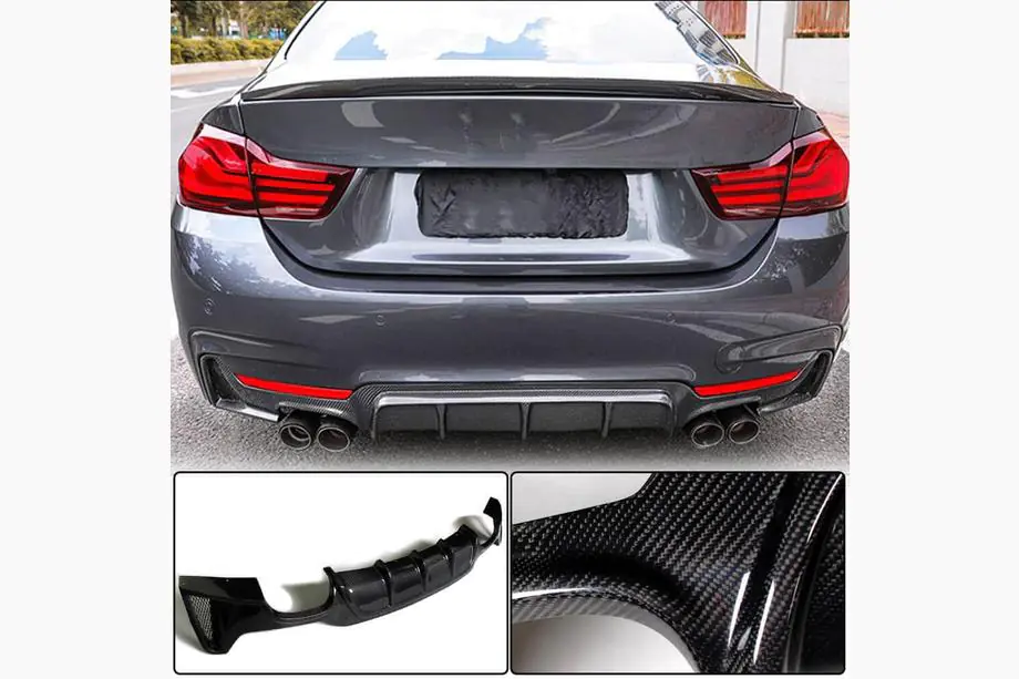 BMW 4-serie F32/F33/F36 2012–2020 Bakre diffuser V1 (för M-Sport, kolfiber) Image