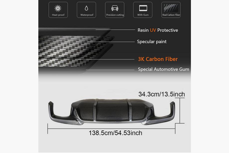 BMW 5-serien F10/F11 2010–2016 Bakre stötfångardiffusor V1 (för F10 M-Sport, kolfiber) Foto 4