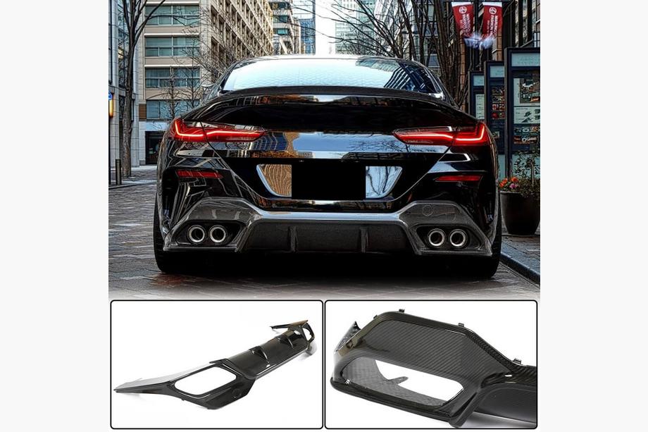 BMW 8-serie G14/G15/G16 2018– Bakre stötfångardiffusor V2 (för G16 M-Sport, kolfiber) Foto 1