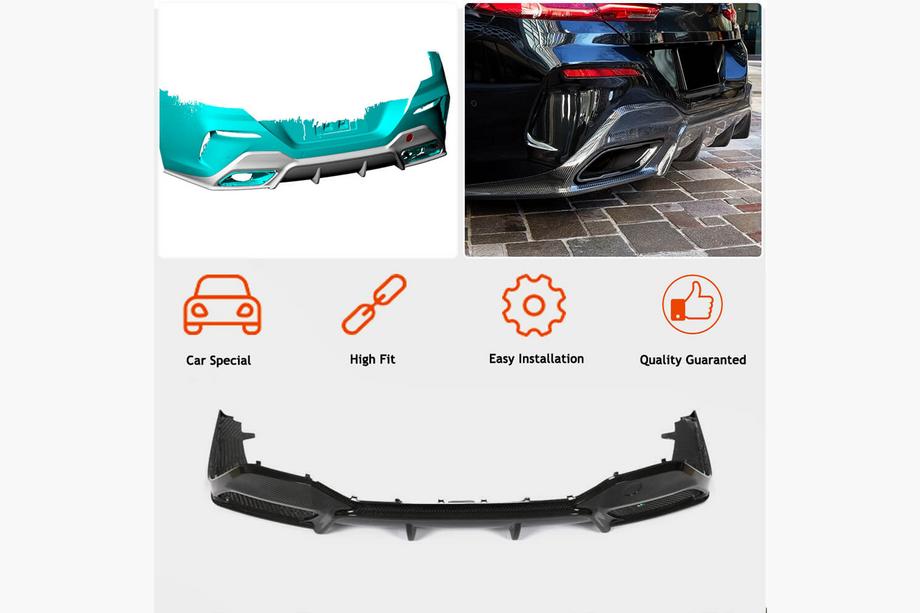 BMW 8-serie G14/G15/G16 2018– Bakre stötfångardiffusor V2 (för G16 M-Sport, kolfiber) Foto 2