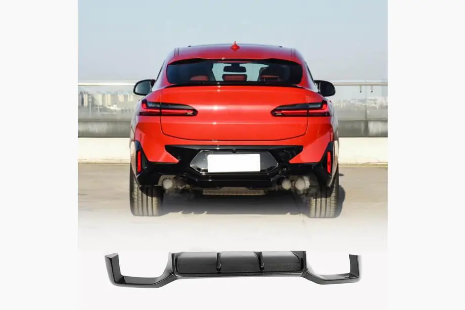 BMW X4 G02 2018– Bakre stötfångardiffuser (för F98 2022-2025, kolfiber) Foto 1