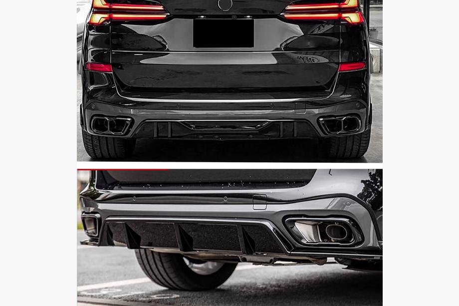 BMW X5 G05 2019–2026 Bakre stötfångardiffusor V4 (2018-2022, blanksvart) Foto 2