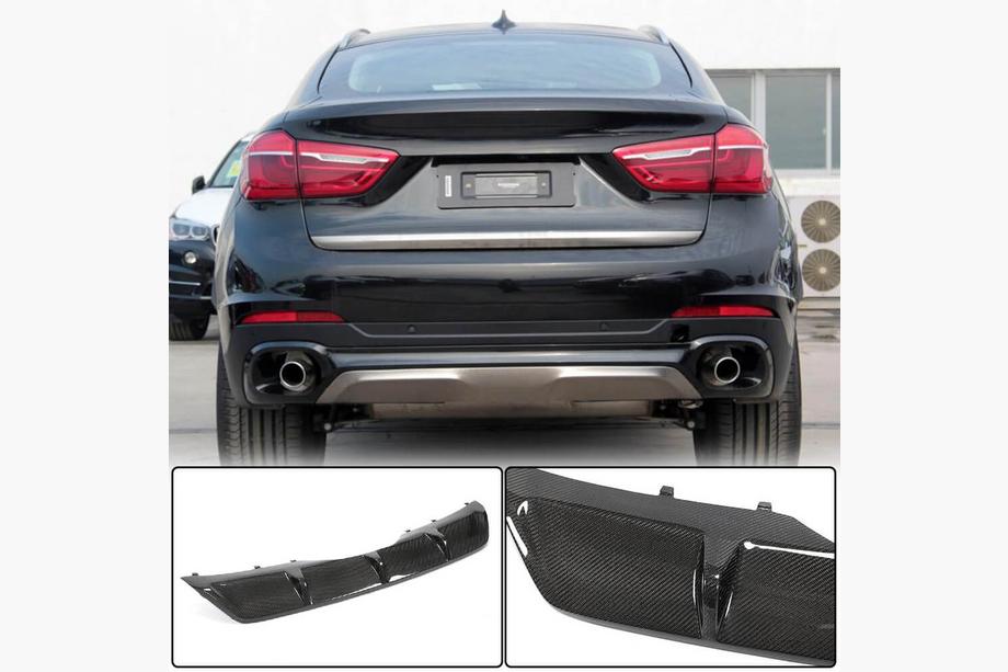 BMW X6 F16 2014–2019 Bakre stötfångardiffusor V1 (för Base, kolfiber) Image