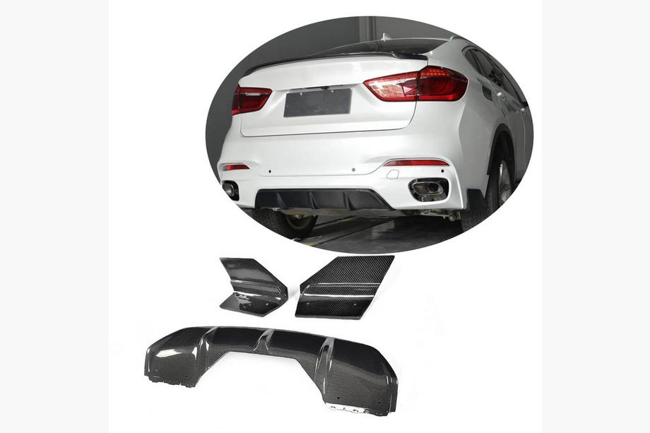 BMW X6 F16 2014–2019 Bakre diffuser V1 (för M-Sport, kolfiber) Image