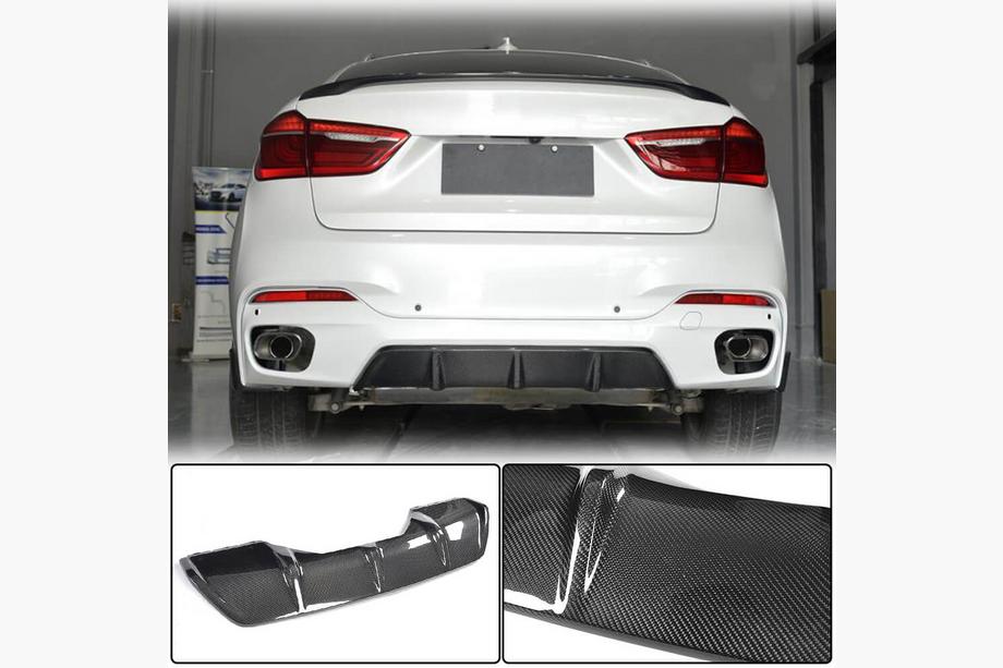 BMW X6 F16 2014–2019 Bakre stötfångardiffusor V2 (för M-Sport, kolfiber) Image