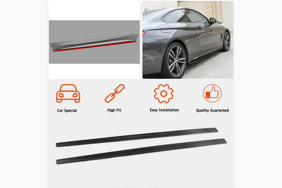 BMW 4-serie F32/F33/F36 2012–2020 Sidokjolsförlängningar V2 (för F32/F33 M-Sport, kolfiber) Foto 2