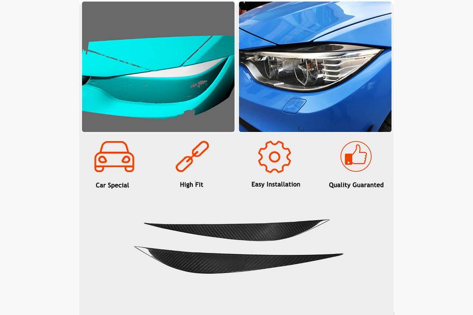 BMW 3-serien F30/F31 2012–2019 Strålkastarögonlock V2 (för F80, Carbon) Foto 3