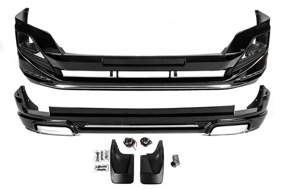 Toyota Land Cruiser Prado 150 2009–2023 Front- och bakre stötfångarläppar Luxury (2013-2017) Svart färg Foto 3