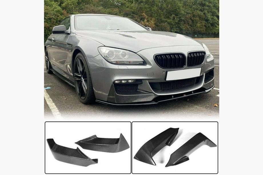 BMW 6-serien F12/F13/F06 2011–2018 Frontsplitter-flaps Flap V2 (för M-Sport, kolfiber) Foto 1