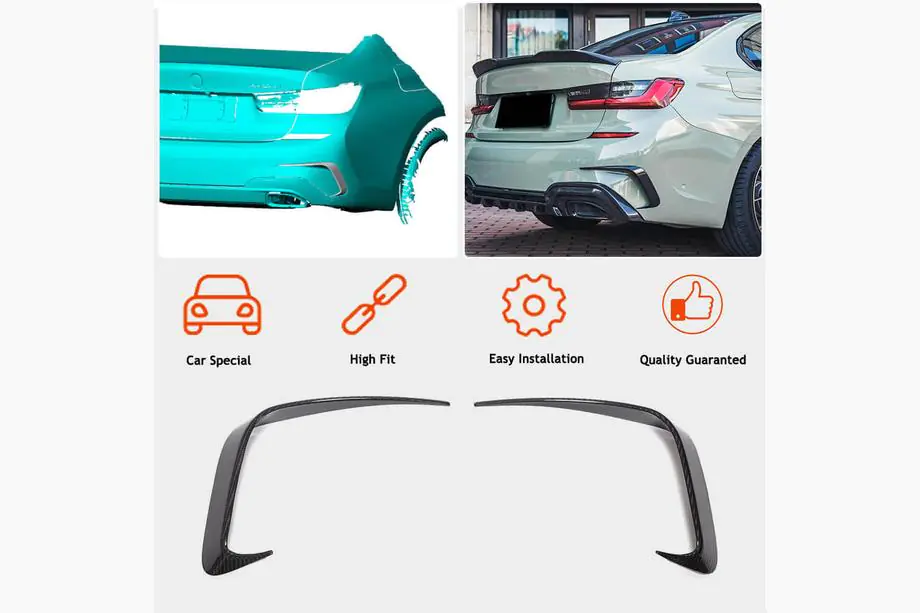 BMW 3-serien G20/G21 2018– Bakre stötfångarflaps Flap (för M-Sport 2018-2022, kolfiber) Foto 3