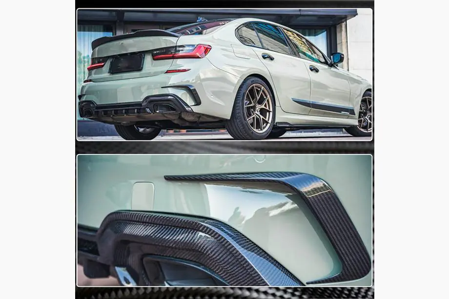 BMW 3-serien G20/G21 2018– Bakre stötfångarflaps Flap (för M-Sport 2018-2022, kolfiber) Foto 5