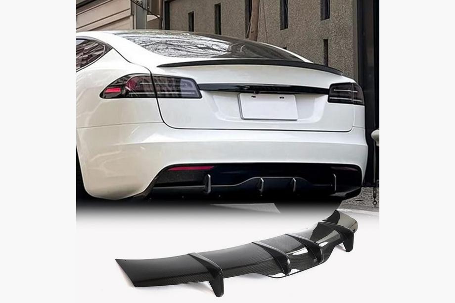 Tesla Model S 2012– Bakre stötfångardiffusor (för Plaid 2021+, kolfiber) Image