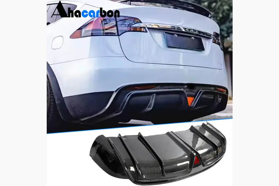 Tesla Model X 2015– Bakre stötfångardiffusor (för Plaid 2021-2025, kolfiber) Image