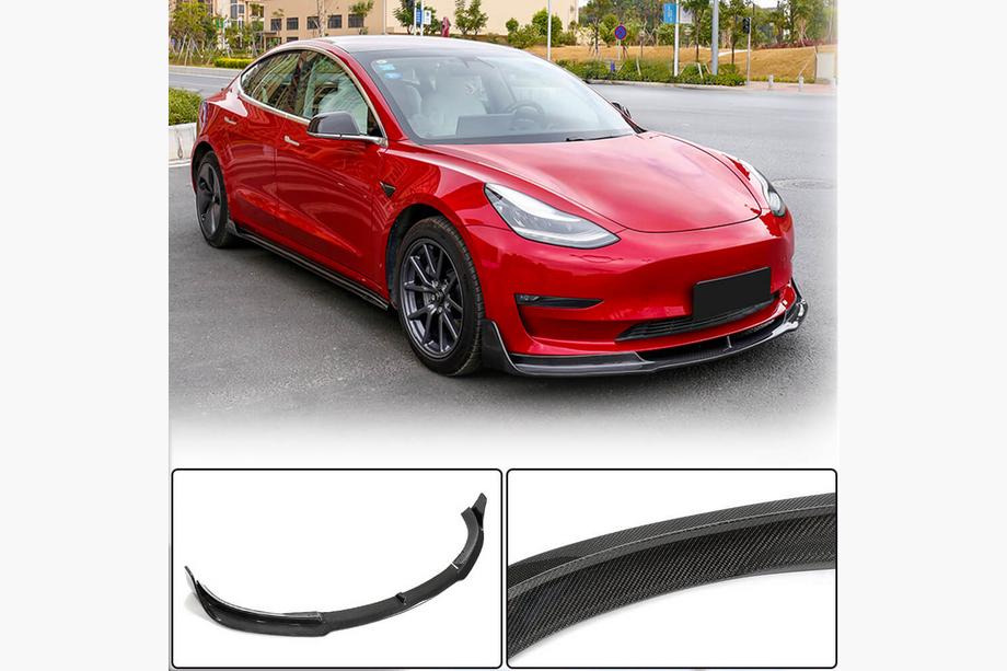 Tesla Model 3 2017– Frontläpp till främre stötfångare Lip V1 (2017-2023, kolfiber) Image