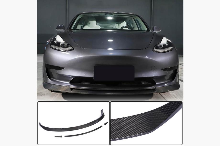 Tesla Model 3 2017– Frontläpp till stötfångare Lip V2 (2017-2023, kolfiber) Image