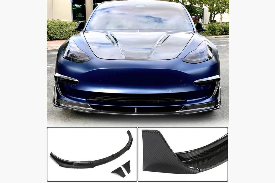 Tesla Model 3 2017– Frontläpp till främre stötfångare Lip V3 (2017-2023, kolfiber) Image
