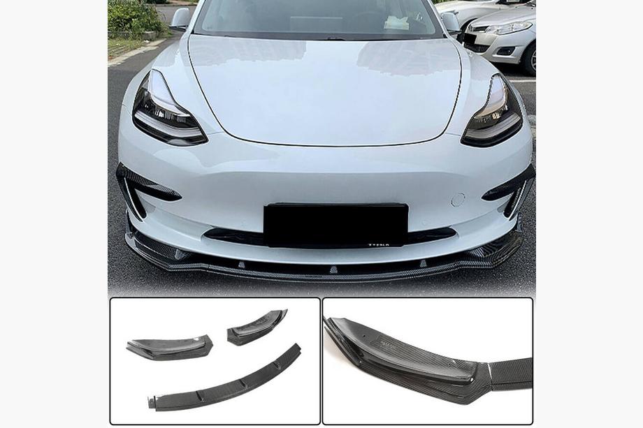 Tesla Model 3 2017– Frontläpp till främre stötfångare Lip V5 (2017-2023, Carbon) Image