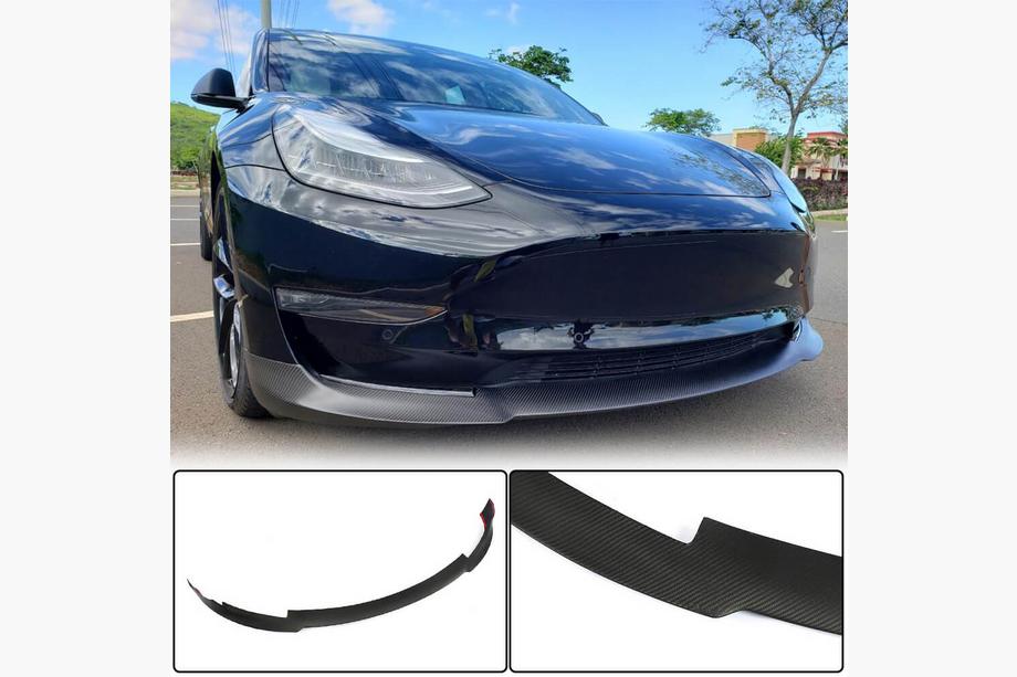 Tesla Model 3 2017– Frontläpp till främre stötfångare Lip V6 (2017-2023, kolfiber) Image