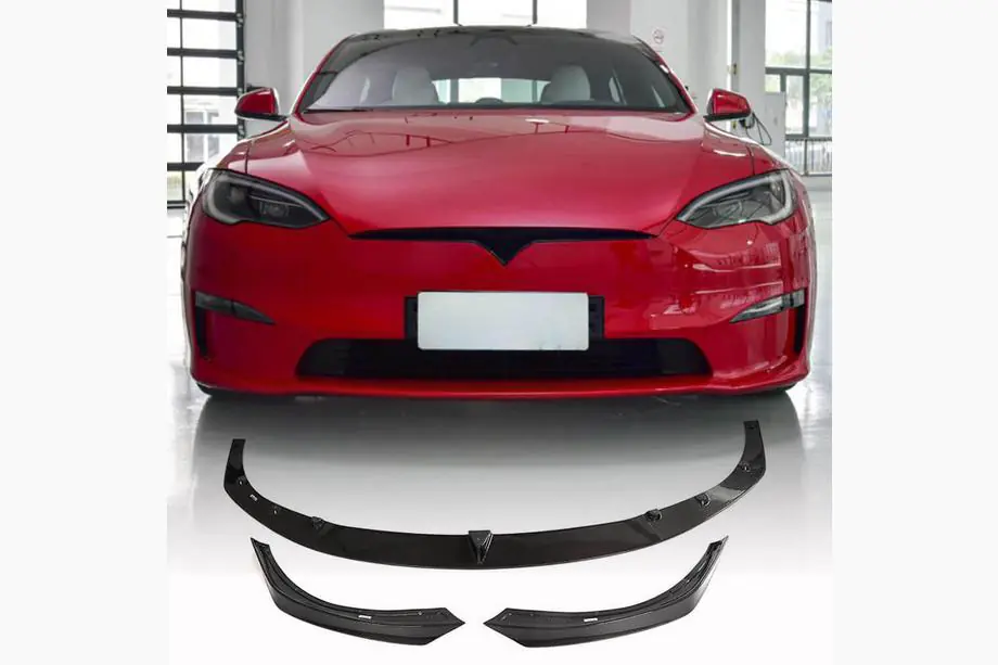 Tesla Model S 2012– Frontläppspoiler till främre stötfångare Lip V2 (2021+, Kolfiber) Image